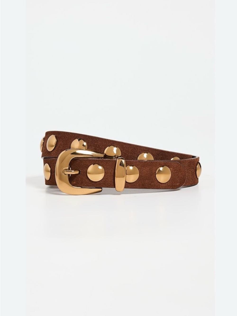 Madewell Brown Suede Belt with Gold Studs